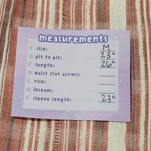 O'NEILL Arlow Red White Stripe Top Size M Gauzy Cotton Beachy Button Up - Picture 2 of 7